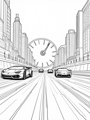 Futuristic Racetrack with Hovering Lamborghinis