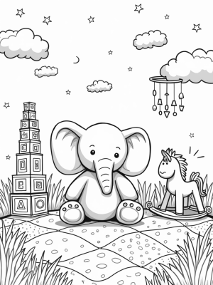 Giant Plush Elephant in a Cozy Nursery