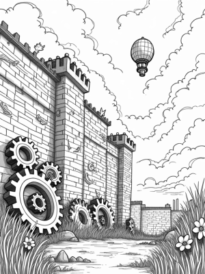 Crumbling Wall with Titans and Gears