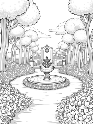 Enchanted Garden with Crown Flowers and a Tiara Fountain