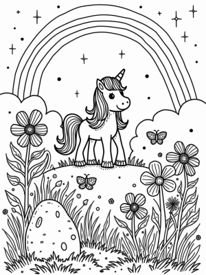 Majestic Pony in a Colorful Flower Meadow