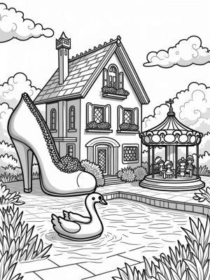 Dreamhouse with Giant Pink High Heel and Carousel