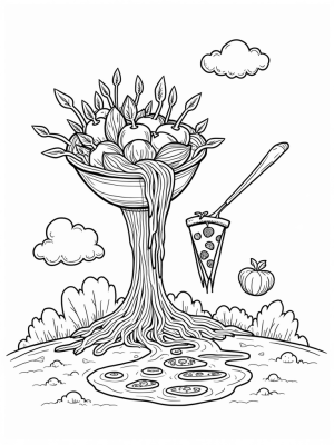 Spaghetti Tree with Pizza and Marinara River