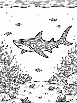 Giant Shark in a Musical Coral Reef