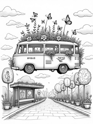 Floating Garden Bus in a Colorful City