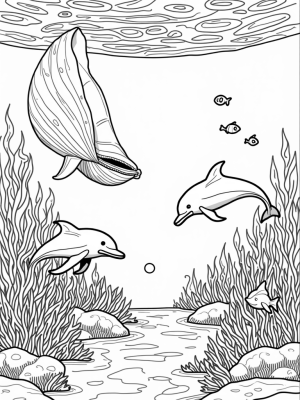 Dolphins Leaping Through a Colorful Coral Reef
