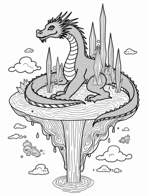 Majestic Dragon and Floating Island Scene