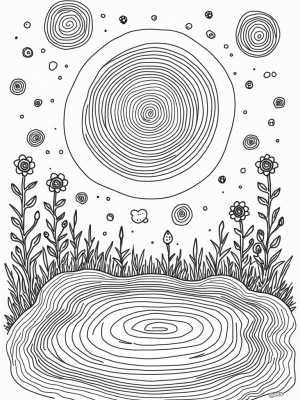 Cosmic Garden with Mandala and Floating Orbs