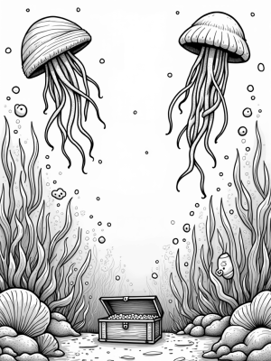 Underwater Garden with Jellyfish and Seashells