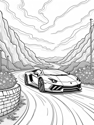 Futuristic Lamborghini on a Gear Track