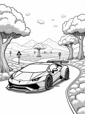 Futuristic Lamborghini on a Winding Road