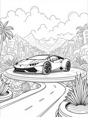 Futuristic Lamborghini on a Floating Platform