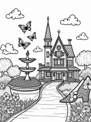 Candy-Colored Dreamhouse with Giant Lipstick Fountain