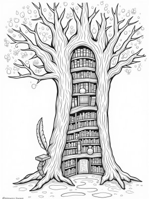 Magical Library Inside an Ancient Tree