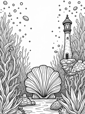 Underwater Garden with Coral and Seashell Throne