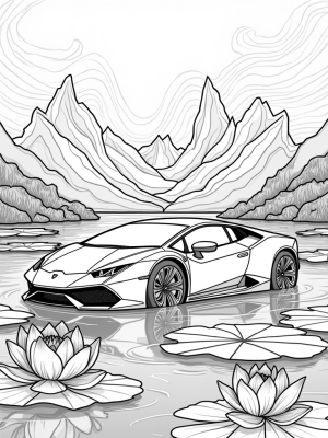 Lamborghini in a Turquoise Lake