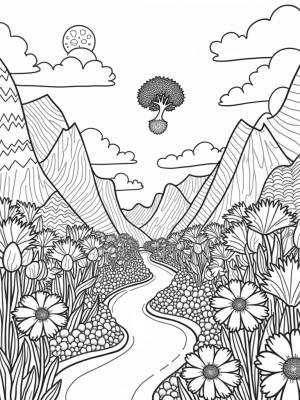 Oversized Flowers and Floating Islands in a Whimsical Valley