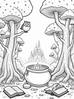 Enchanted Forest with Mushroom Magic and Mystical Owls