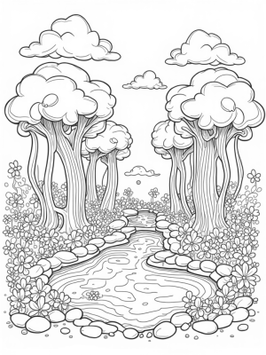 Boba Tea Garden with Bubble Tea Trees and Tapioca Pearls