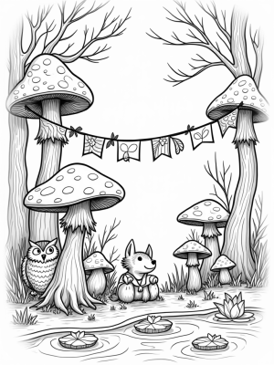 Giant Mushrooms and Forest Friends