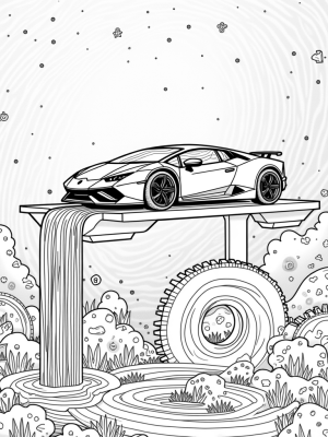 Futuristic Lamborghini on a Cosmic Platform