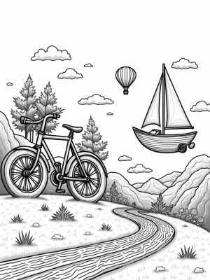 Nature and Vehicles Unite: A Bicycle, Car, and Sailboat Wonderland