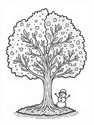 Four Seasons Tree with Blossoms, Leaves, Leaves, and Snow