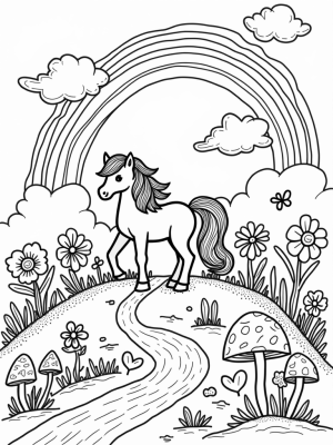 Majestic Pony in a Whimsical Flower Garden