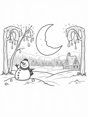 Giant Candy Canes and Gingerbread Village in a Winter Forest