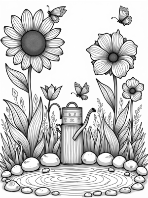 Oversized Flowers and a Serene Pond