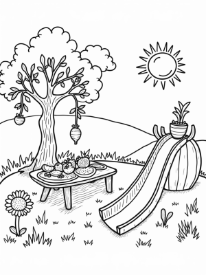 Giant Watermelon Picnic in a Fruit Orchard
