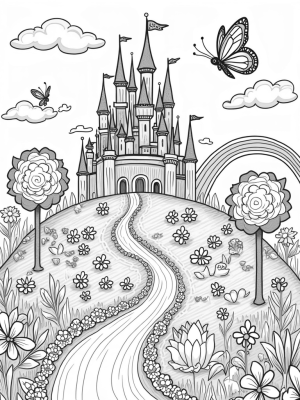 Candy Castle with Lollipop Trees and Chocolate River