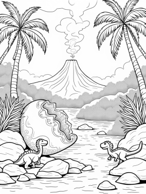 Dinosaur Egg Hatching in a Prehistoric Jungle