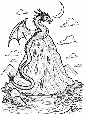 Majestic Dragon Coiled Around a Mountain Peak