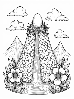Majestic Mountain with Dragon Scales and Egg