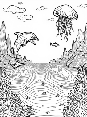 Dolphins Dancing Under a Seashell Shade