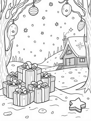 Giant Candy Cane Trees and Holiday Ornaments