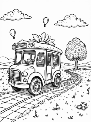 Flower-Shaped Bus with Colorful Seats