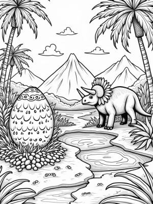 Prehistoric Jungle with a Colossal Dinosaur Egg