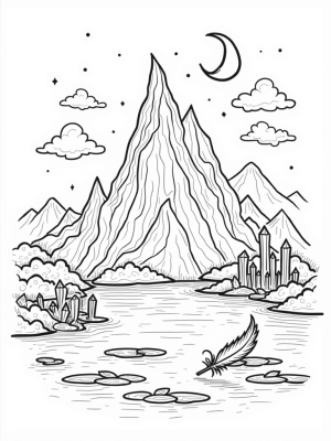 Dragon Head Mountain Under the Crescent Moon