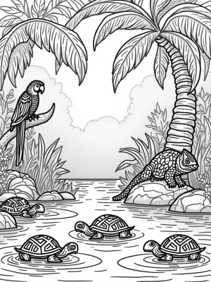Turtles and Vines in a Jungle Paradise