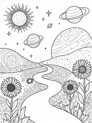 Cosmic Garden of Celestial Flowers