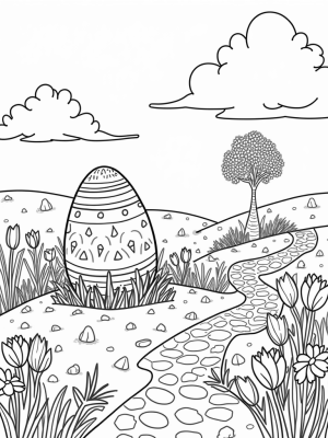 Oversized Pastel Eggs in a Whimsical Garden