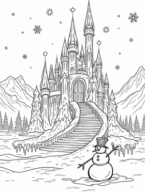 Majestic Ice Palace with Snowman