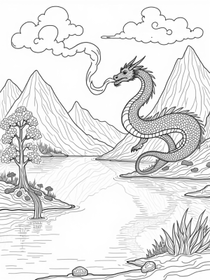 Majestic Dragon Over a Mountain Lake