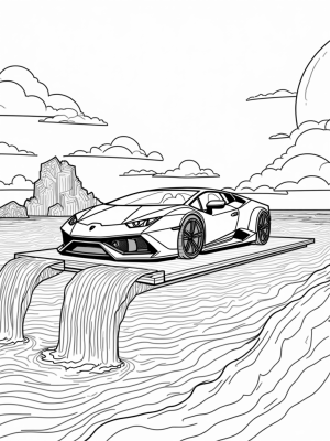 Futuristic Lamborghini on a Floating Glass Platform