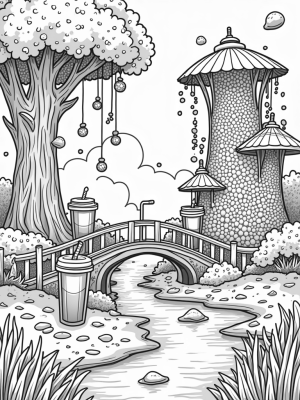 Boba Forest with Tapioca Pearls and Bubble Tea Tree