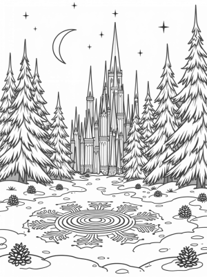 Frozen Forest with Majestic Ice Castle
