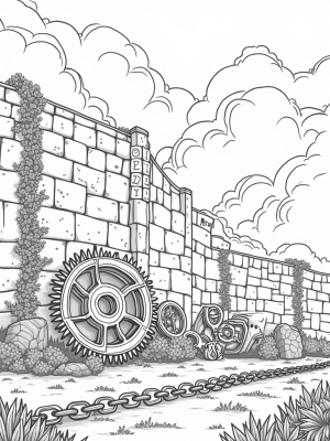 Colossal Stone Wall with Titan and Gears