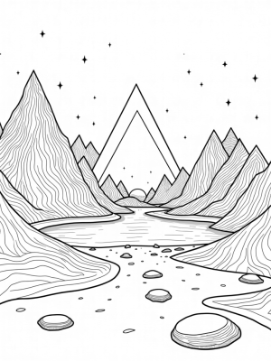 Vibrant Triangle Landscape with Reflective Lake